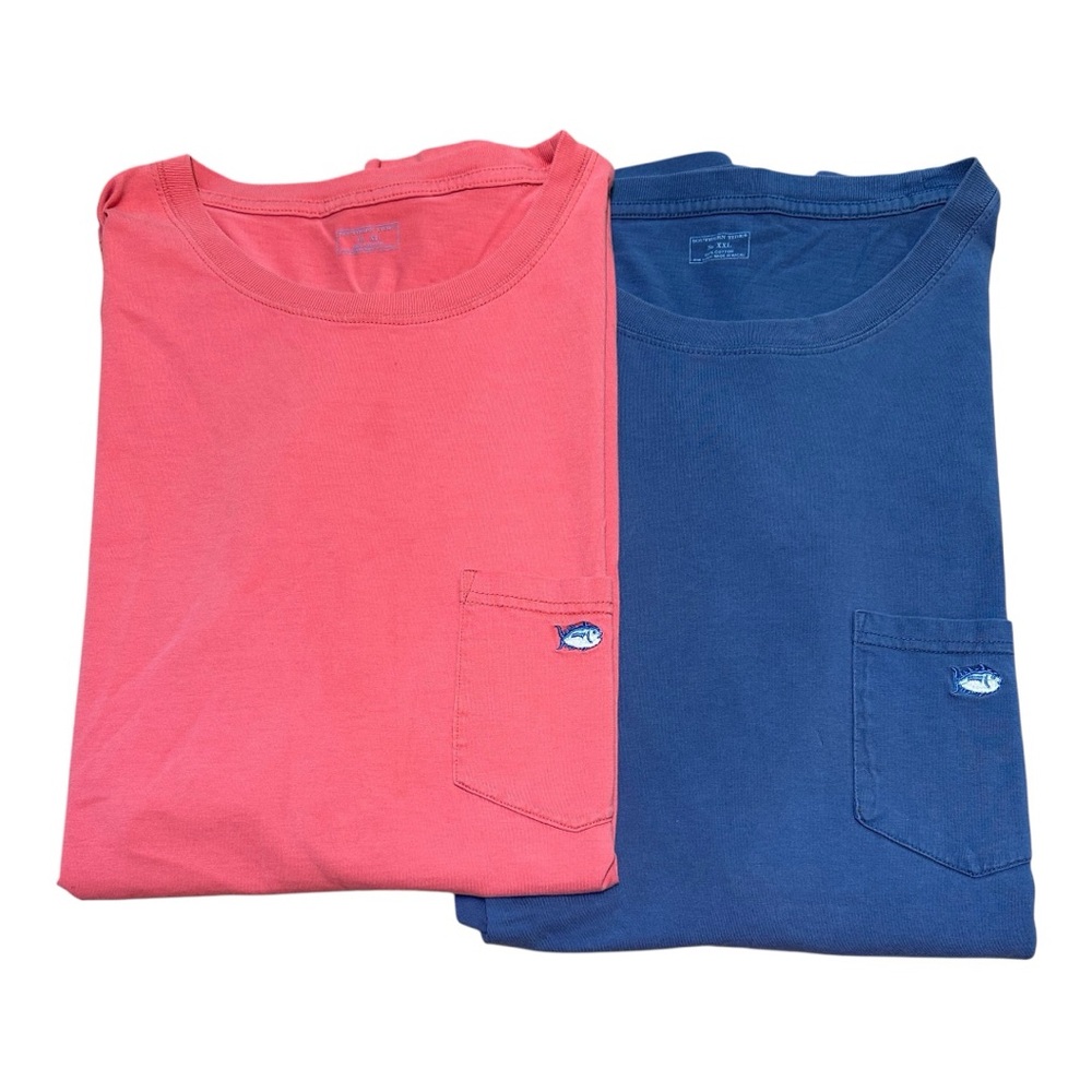 Southern Tide Short Sleeve Tees - Coral and Navy